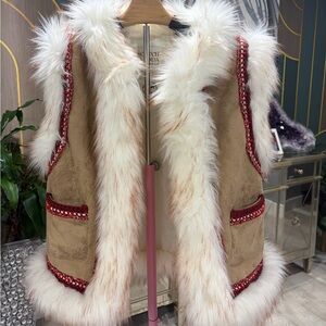 Scotch & Soda White Faux Fur Vest
